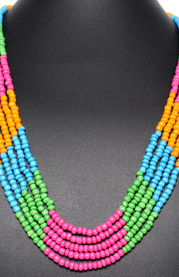 5 Rows Necklace Of Multicolor Round Shaped Beads – CN-1031