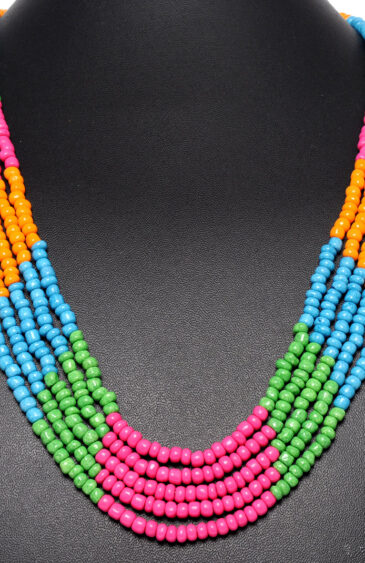 5 Rows Necklace Of Multicolor Round Shaped Beads – CN-1031
