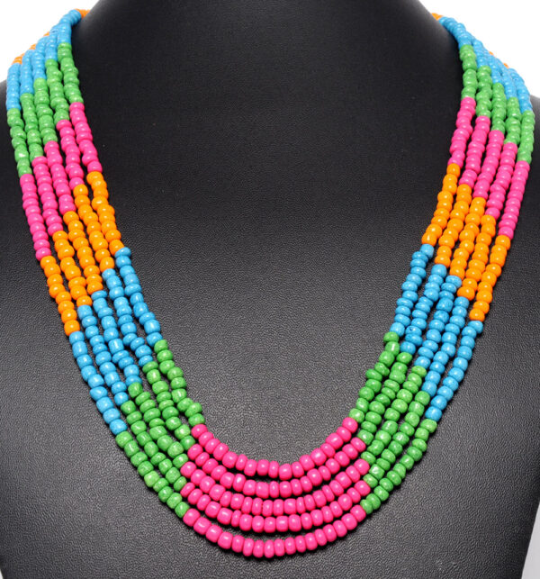5 Rows Necklace Of Multicolor Round Shaped Beads - CN-1031