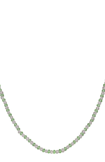 1 Row Necklace Of Crystal And Green Tsavorite Faceted Beads – CN-1032