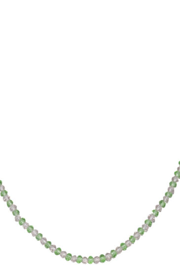 1 Row Necklace Of Crystal And Green Tsavorite Faceted Beads – CN-1032