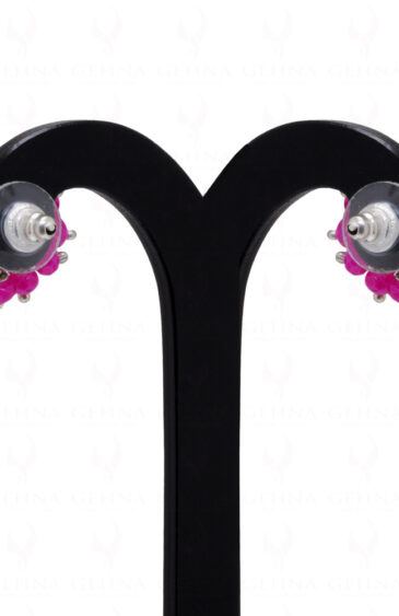 Pink Chalcedony Glass Beads Earrings For Girls & Women CE-1034