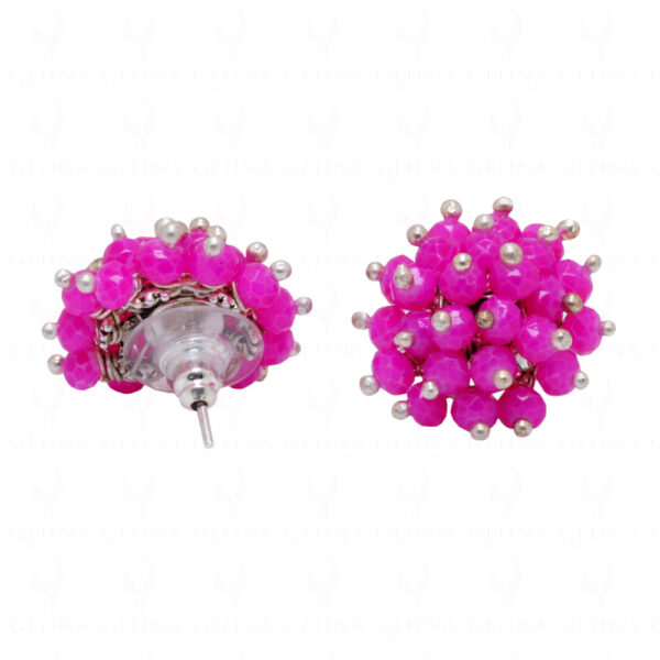 Pink Chalcedony Glass Beads Earrings For Girls & Women CE-1034