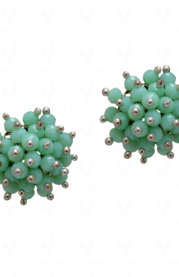 Green Aventurine Glass Beads Earrings For Girls & Women CE-1036
