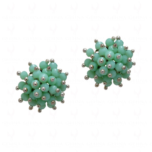 Green Aventurine Glass Beads Earrings For Girls & Women CE-1036