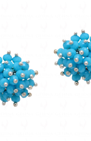 Blue Chalcedony Glass Beads Earrings For Girls & Women CE-1039