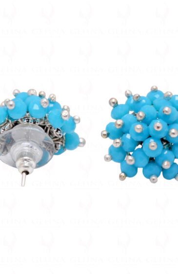 Blue Chalcedony Glass Beads Earrings For Girls & Women CE-1039