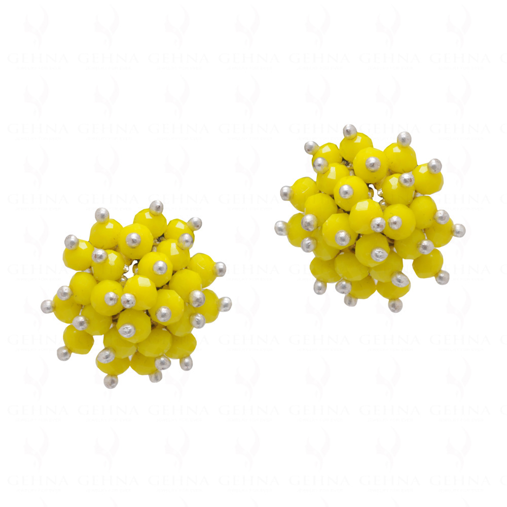 Yellow Chalcedony Glass Beads Earrings For Girls & Women CE-1040