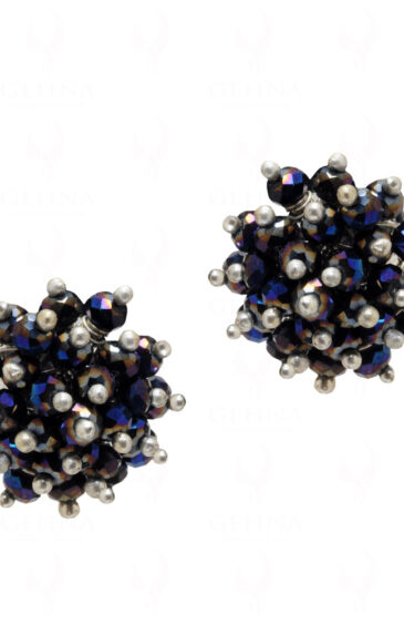 Black Rainbow Iris Metallic Glass Beads Earrings For Girls & Women CE-1042