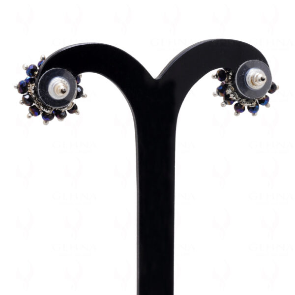 Black Rainbow Iris Metallic Glass Beads Earrings For Girls & Women CE-1042