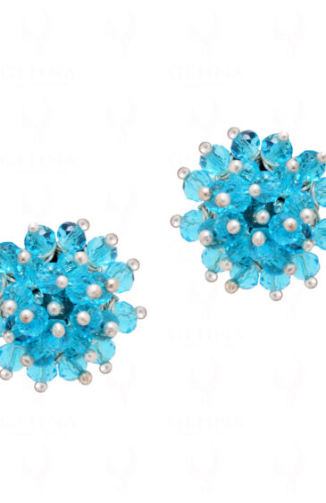 Swiss Blue Topaz Glass Beads Earrings For Girls & Women CE-1043
