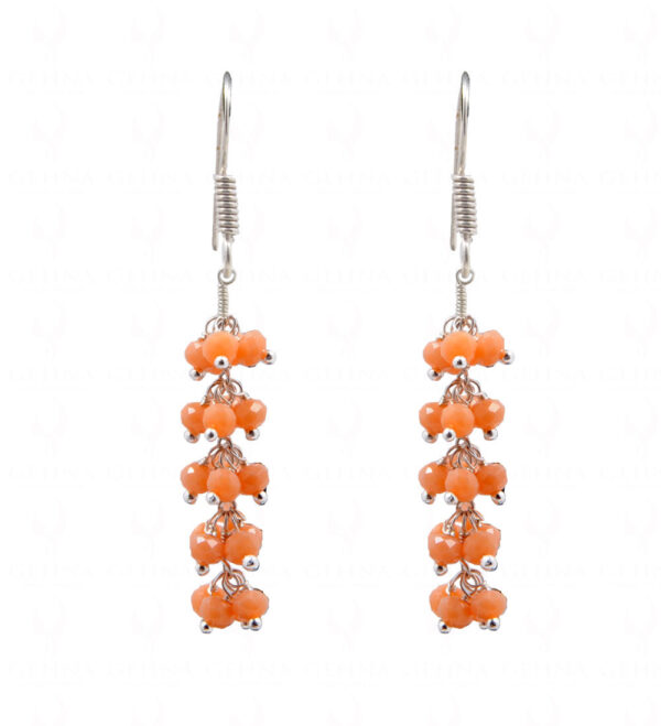 Peach Aventurine Color Glass Beads Earrings For Girls & Women CE-1047