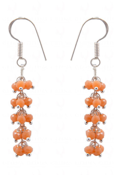 Peach Aventurine Color Glass Beads Earrings For Girls & Women CE-1047