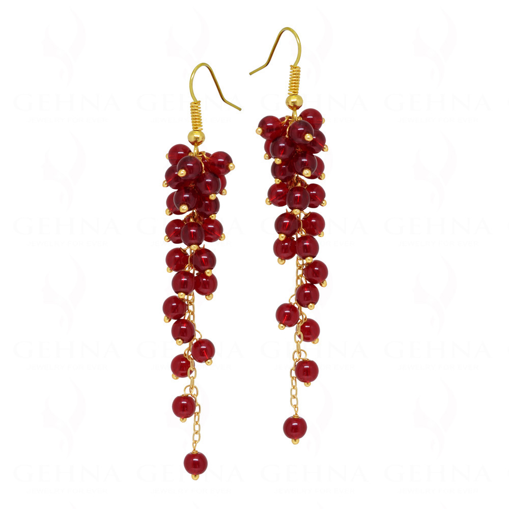Ruby Red Glass Beads Earrings For Girls & Women CE-1048