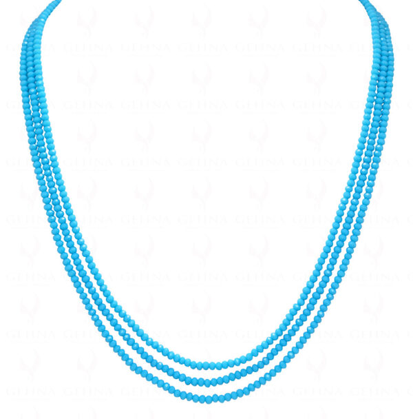 3 Rows Turquoise Color Bead Necklace - CN-1050