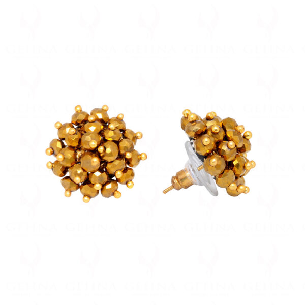 Golden Pyrite Glass Beads Earrings (Tops) For Girl & Women CE-1050