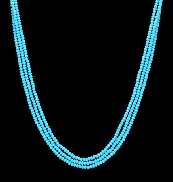 3 Rows Turquoise Color Bead Necklace - CN-1050