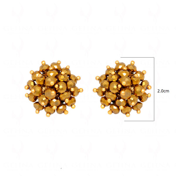 Golden Pyrite Glass Beads Earrings (Tops) For Girl & Women CE-1050