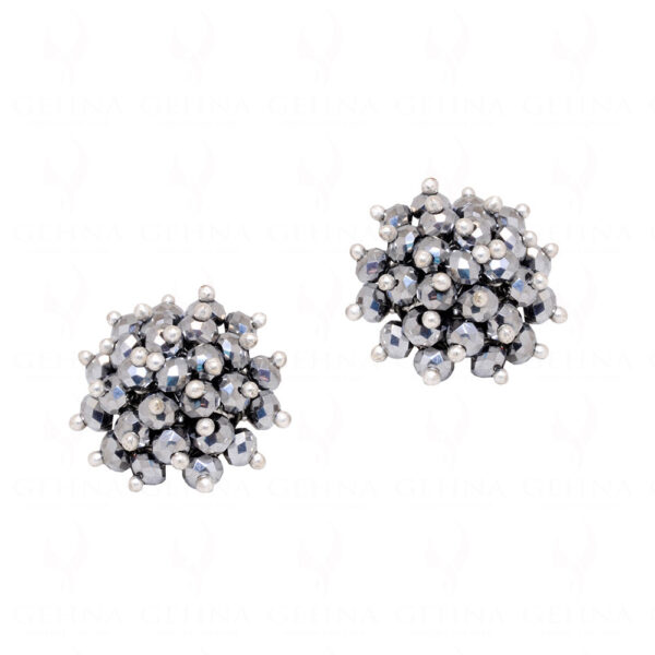 Silver Pyrite Glass Beads Earrings (Tops) For Girl & Women CE-1051