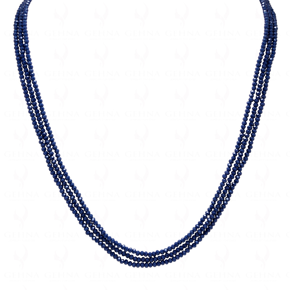 3 Rows Of Blue Sapphire Color Bead Necklace - CN-1051