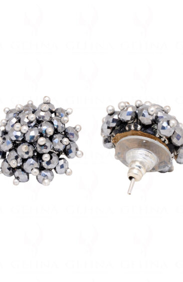 Silver Pyrite Glass Beads Earrings (Tops) For Girl & Women CE-1051