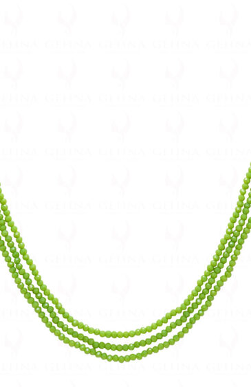 3 Rows Of Peridot Color Bead Necklace – CN-1052