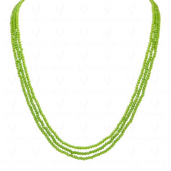 3 Rows Of Peridot Color Bead Necklace - CN-1052