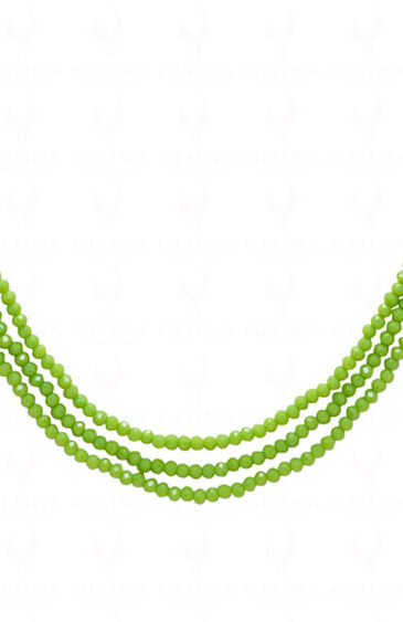 3 Rows Of Peridot Color Bead Necklace – CN-1052