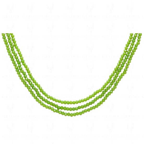 3 Rows Of Peridot Color Bead Necklace - CN-1052