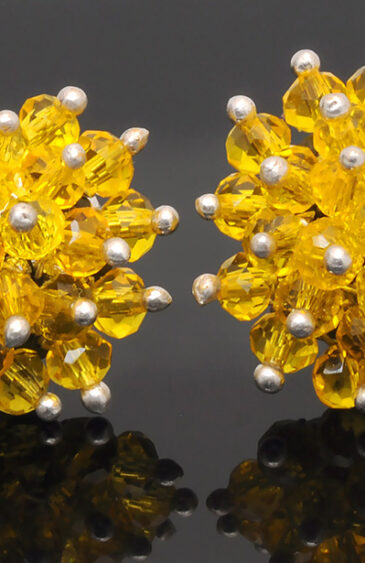 Yellow Sapphire Glass Beads Earrings For Girls & Women CE-1053