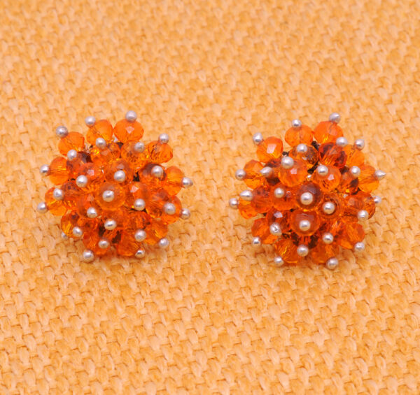 Mandarin Garnet Glass Beads Earrings For Girls & Women CE-1054
