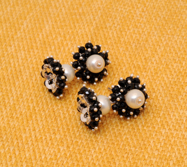Pearl & Black Spinel Glass Beads Earrings For Women & Girls CE-1056