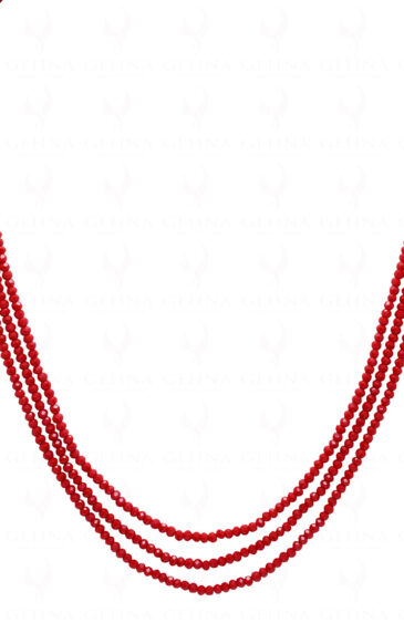 3 Rows Of Ruby Color Bead Necklace – CN-1057
