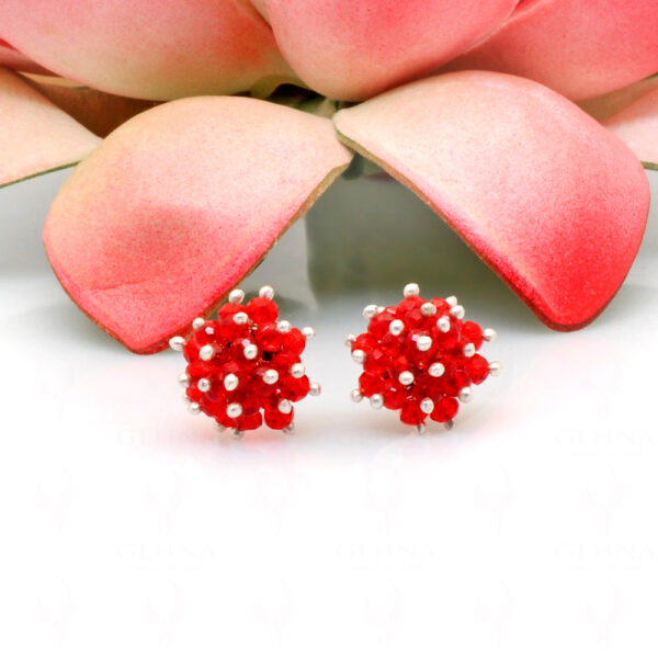 Red Color Ruby Glass Beads Earrings For Girls & Women CE-1058