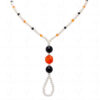 Pearl, Black Onyx & Carnelian Gemstone Bead Necklace - CN-1059