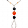 Pearl, Black Onyx & Carnelian Gemstone Bead Necklace - CN-1059
