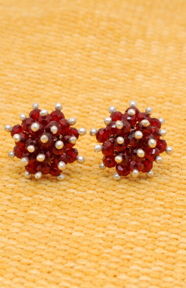 Hot Ruby Red Glass Beads Earrings For Women & Girls CE-1061