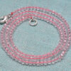 Rose Quartz Color Crystal Faceted Bead Necklace - CN-1062