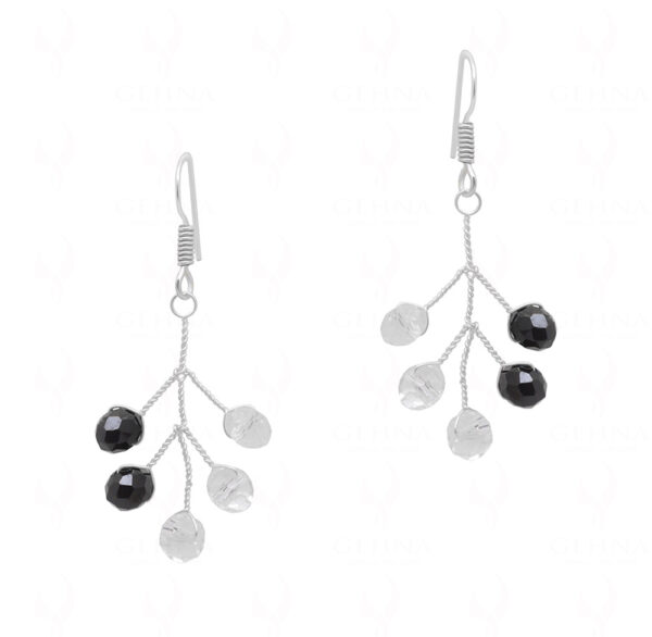 Black Spinel & Rock-Crystal Glass Beads Earrings CE-1063