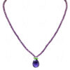 Necklace Of Peridot Amethyst Stone Studded Pendant With Amethyst Beads - CN-1063