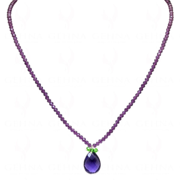 Necklace Of Peridot Amethyst Stone Studded Pendant With Amethyst Beads - CN-1063