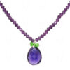 Necklace Of Peridot Amethyst Stone Studded Pendant With Amethyst Beads - CN-1063
