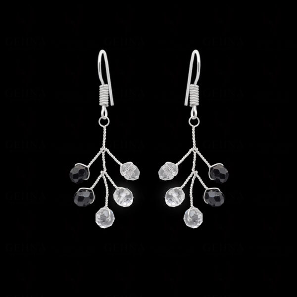 Black Spinel & Rock-Crystal Glass Beads Earrings CE-1063