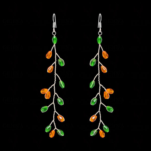 T-Savorite & Mandarin Garnet Glass Beads Earrings CE-1064