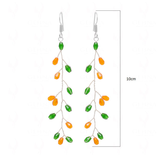 T-Savorite & Mandarin Garnet Glass Beads Earrings CE-1064
