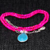 Necklace Of Rose Quartz Topaz Stone Studded Pendant With Chalcedony Beads - CN-1065