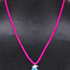 Necklace Of Rose Quartz Topaz Stone Studded Pendant With Chalcedony Beads - CN-1065