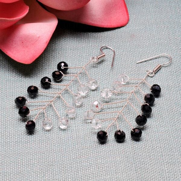 Rock-Crystal & Black Onyx Glass Beads Earrings For Women & Girls CE-1066