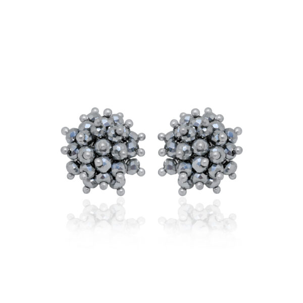Silver Pyrite Glass Beads Earrings For Women & Girls (Tops) CE-1069