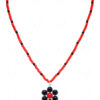 Necklace Of Coral & Spinel Stone Studded Pendant With Stylish Beads - CN-1069
